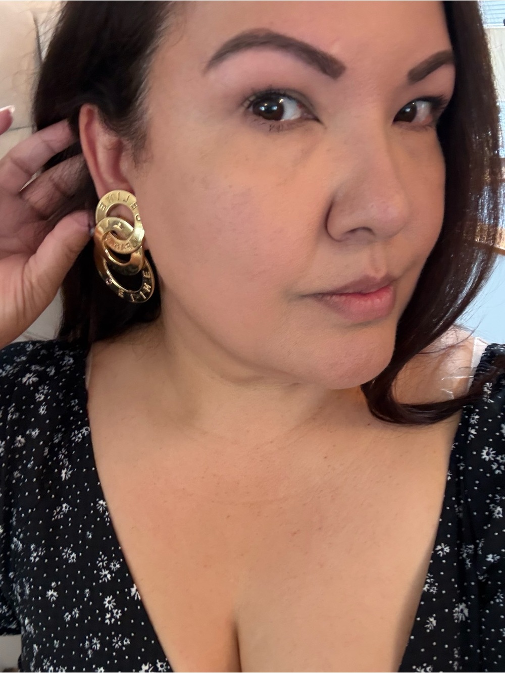 Rare Vintage Celine Gold-tone Triple Round Motif Earrings - Picture 6 of 7